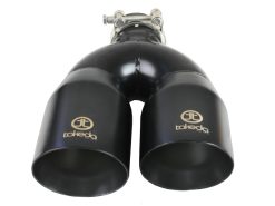 aFe Takeda 2.5in 304 Stainless Steel Clamp-on Exhaust Tip Passenger Side 2.5in Inlet 4inDual - Black - Image 3