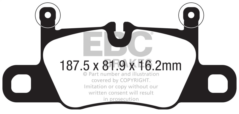 EBC 2016+ Porsche 911 (991/2 w/Cast Iron Rotors) 3.0TT Carrera Redstuff Rear Brake Pads - Image 2
