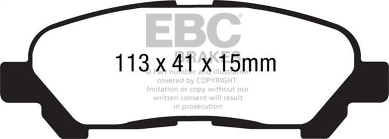 EBC 09-13 Toyota Highlander 2.7 2WD/4WD Yellowstuff Rear Brake Pads - Image 2