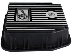 aFe POWER Transmission Pan Ford Trucks 80-92 (AOD Transmission)- Black w/ Machined Fins - Image 3