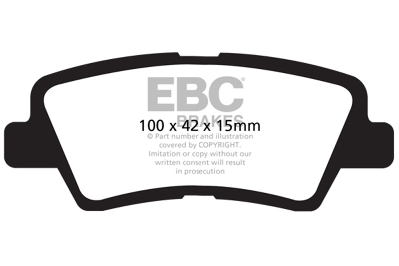 EBC 12 Hyundai Elantra 1.8 Yellowstuff Rear Brake Pads - Image 2