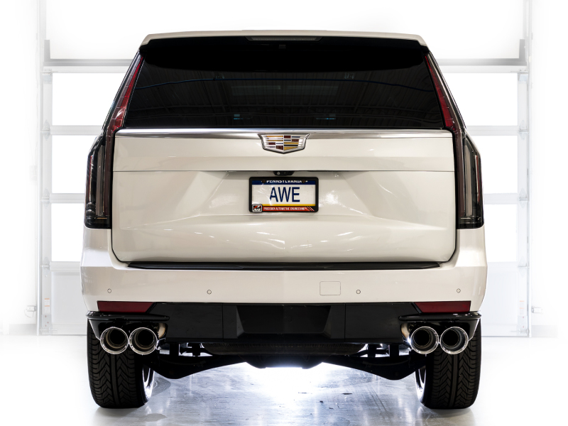AWE Tuning 2021+ Cadillac Escalade 6.2L ESV 0FG Dual Exit Exhaust System w/ 5in Chrome Silver Tips - Image 8