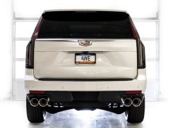 AWE Tuning 2021+ Cadillac Escalade 6.2L 0FG Dual Exit Exhaust System w/ 5in Chrome Silver Tips - Image 8