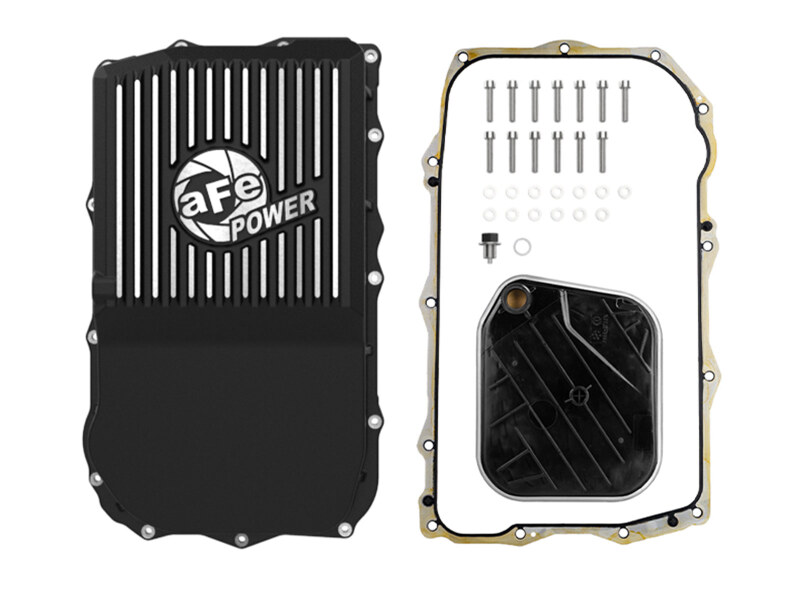 aFe 18-25 Jeep Wrangler JL V6 Transmission Pan - Black w/ Machined Fins - Image 2