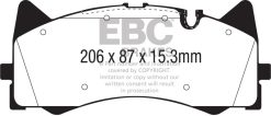 Alternative view of EBC 2015+ Mercedes-Benz C63 AMG (W205) 4.0L Twin Turbo Yellowstuff Front Brake Pads