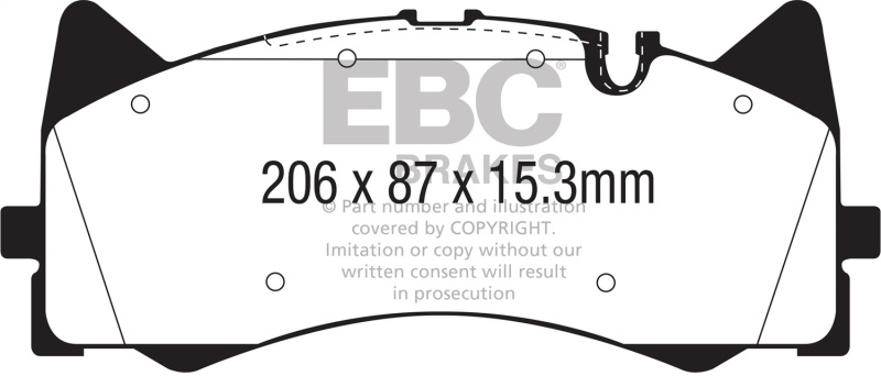 EBC 2015+ Mercedes-Benz C63 AMG (W205) 4.0L Twin Turbo Yellowstuff Front Brake Pads - Image 2