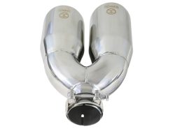 aFe Takeda 2.5in 304 Stainless Steel Clamp-on Tip Passenger Side 2.5in Inlet 4inDual - Polished - Image 4