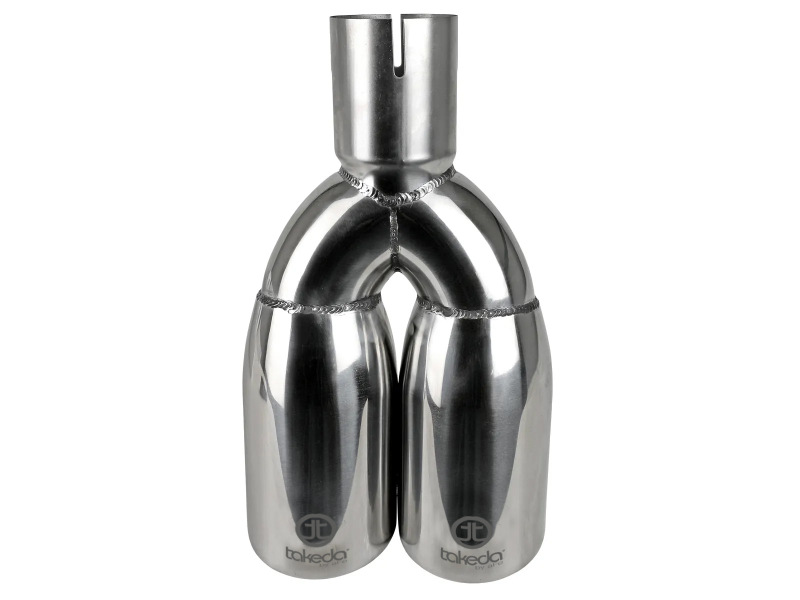 aFe Takeda 304 Stainless Steel Clamp-on Exhaust Tip Polished 2-1/2ininlet x 3-1/2in Outlet X 12in L - Image 3