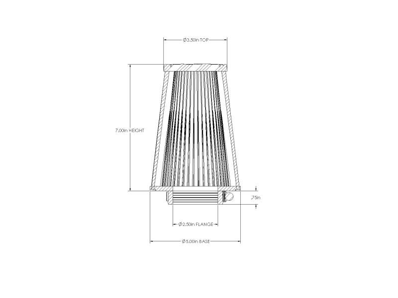aFe POWER Universal Clamp-On Air Filter / D2 Dura-Dry Media 2-1/2in F x 5in B x 3-1/2in T x 7inH - Image 6