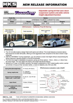 Alternative view of HKS HIPERMAX TOURING CORVETTE Y2XC
