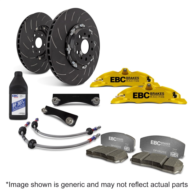 EBC Racing 12-17 Ford Fiesta ST (Mk7) Yellow Apollo-4 Calipers 330mm Rotors Front Big Brake Kit - Image 3