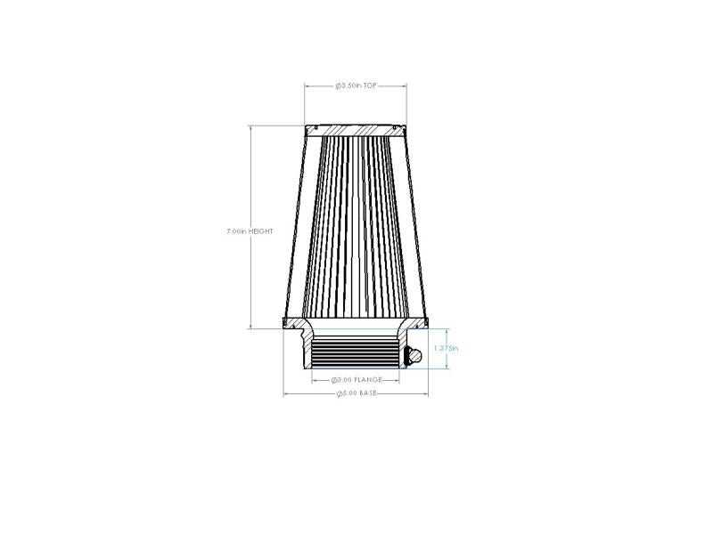 aFe POWER Universal Clamp-On Air Filter w D2 Dura-Dry Media 3in F x 5in B x 3-1/2in T x 7in H - Image 6