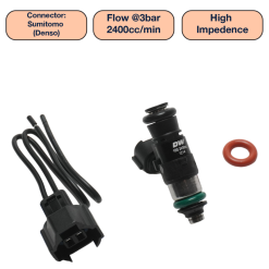 DeatschWerks Universal 2400cc Single Fuel Injector / 34mm Length / 14mm O-Ring Seals