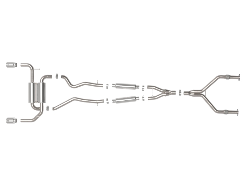 aFe Takeda Cat-Back Exhaust System Infiniti Q50 14-15 V6-3.7L- Polished Tip - Image 2