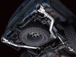 Alternative view of AWE Tuning 2021+ Ford F150 Tremor w/ Bumper Cutouts 0FG Resonated Cat-Back w/ Chrome Silver Tips