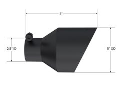 Alternative view of MBRP Black-Coated Tip 2.5in ID, 5in OD Out, 8in Length, Angle Cut, Dual Wall
