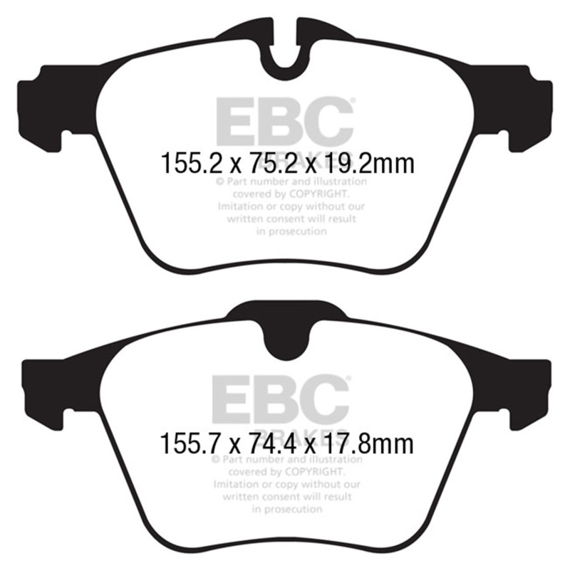 EBC 13+ Jaguar F-Type (Cast Iron Rotors Only) 3.0 Supercharged (340) Yellowstuff Front Brake Pads - Image 2