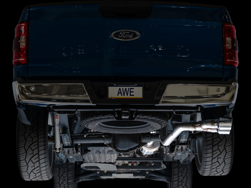 AWE Tuning 21-25 Ford F150 (14th Gen Reg Cab) Cat-Back Exhaust - 4.5in Dual Side Exit Chrome Tips - Image 11
