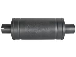 Alternative view of aFe MACH Force-Xp 409 SS Muffler w/ Black finish 2-1/2in Inlet & Outlet 14in x 16in Diameter