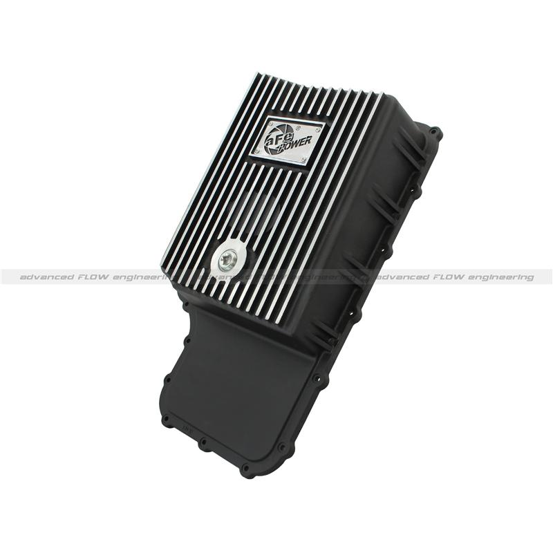 aFe POWER Transmission Pan Ford Trucks 80-92 (AOD Transmission)- Black w/ Machined Fins - Image 9