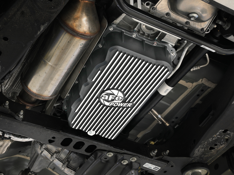 aFe 20-26 GM Trucks L6 3.0L Transmission Pan - Black w/ Machined Fins - Image 8