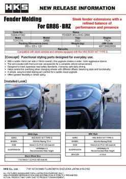Alternative view of HKS 2022+ Toyota GR86 / Subaru BRZ Fender Molding Kit