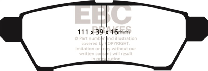 EBC 05+ Nissan Frontier 2.5 2WD Yellowstuff Rear Brake Pads - Image 2