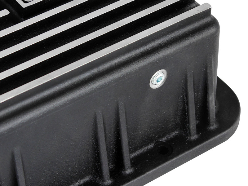 aFe POWER Transmission Pan Ford Trucks 80-92 (AOD Transmission)- Black w/ Machined Fins - Image 5