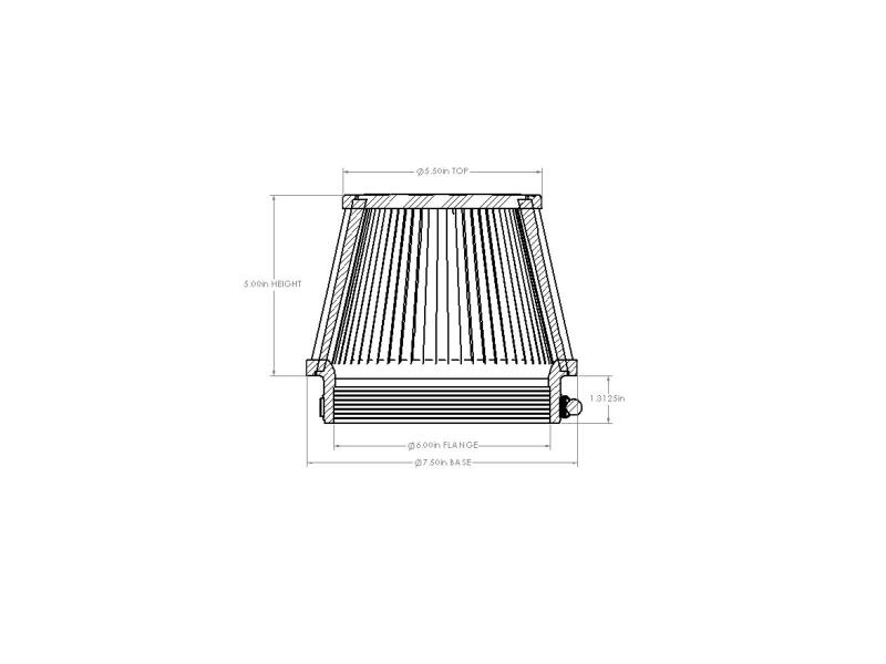 aFe POWER Universal Clamp-On Air Filter w/ D2 Dura-Dry Media - 6in F x 7.5in B x 5.5in T x 5in H - Image 6