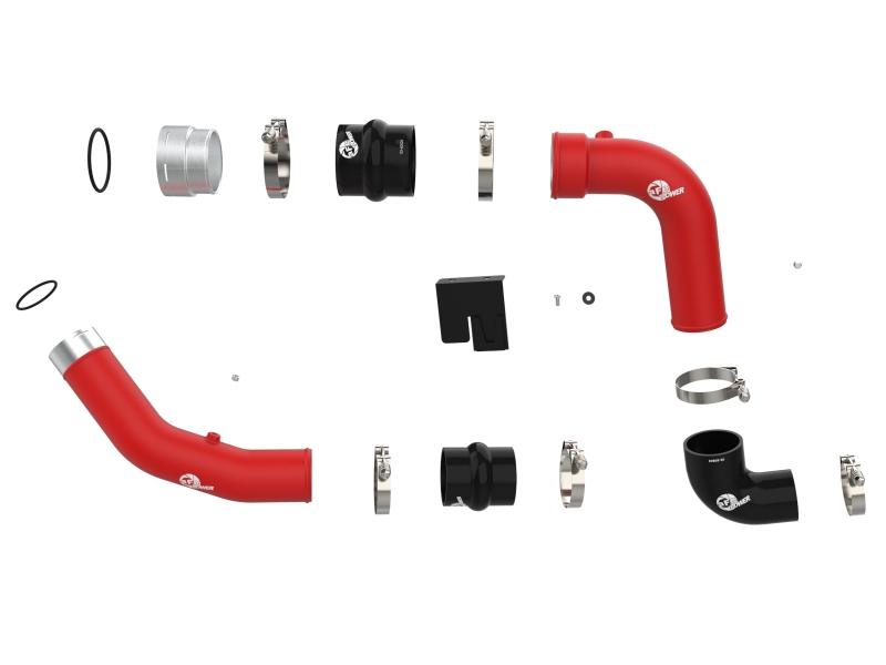 aFe 23-24 Ford Diesel Trucks V8-6.7L (td) BladeRunner Aluminum Hot and Cold Charge Pipe Kit - Red - Image 2