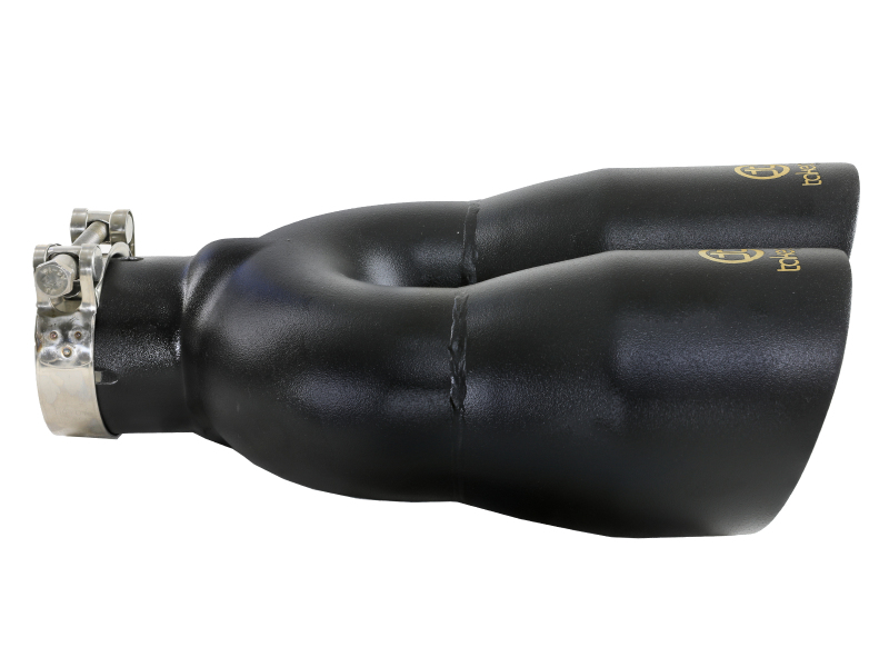 aFe Takeda 2.5in 304 Stainless Steel Clamp-on Exhaust Tip Driver Side 2.5in Inlet 4inDual-Black - Image 2