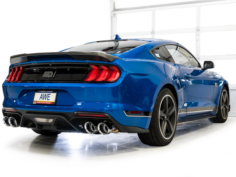 AWE Tuning 21-23 Ford Mustang Mach 1 SwitchPath Cat-Back Exhaust w/ Quad Chrome Silver Tips - Image 4