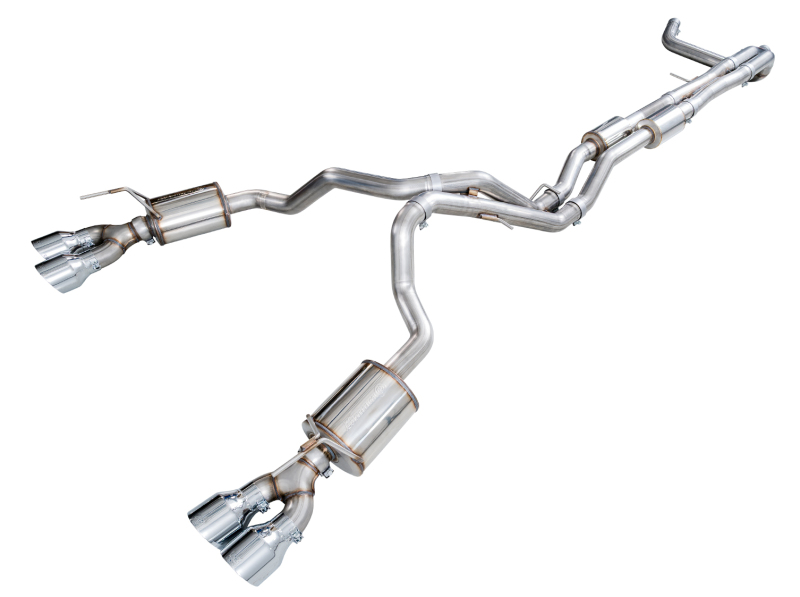 AWE Tuning 2021+ Cadillac Escalade 6.2L 0FG Dual Exit Exhaust System w/ 5in Chrome Silver Tips - Image 2