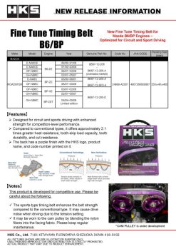 Alternative view of HKS Fine Tune Timing Belt for 90-2005 Mazda MX-5 (B6-ZE)