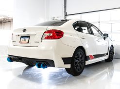 Alternative view of AWE Tuning 2015+ VA WRX Sedan Touring Edition Exhaust - Vapor Blue Quad Tips