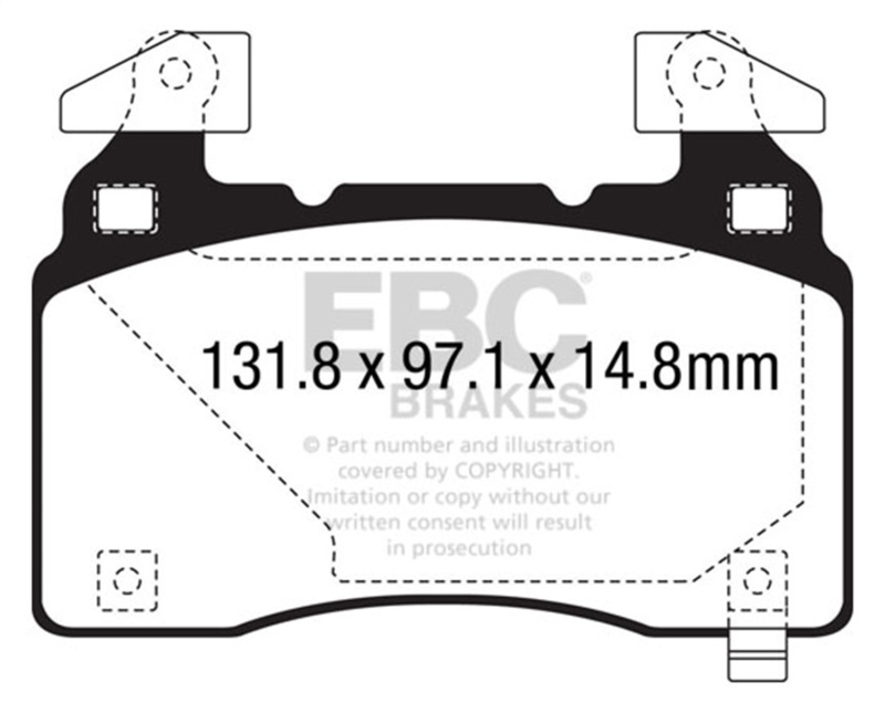 EBC 14+ Cadillac CTS Vsport 3.6 Twin Turbo Yellowstuff Front Brake Pads - Image 2