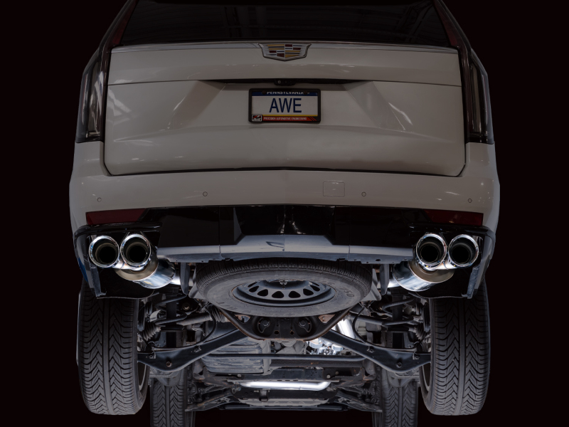 AWE Tuning 2021+ Cadillac Escalade 6.2L 0FG Dual Exit Exhaust System w/ 5in Chrome Silver Tips - Image 19