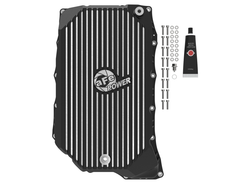aFe 20-25 GM Diesel V8-6.6L L5P Transmission Pan w/ Machined Fins - Black - Image 2