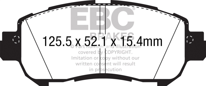 EBC 2018+ Nissan Kicks 1.6L Yellowstuff Front Brake Pads - Image 2