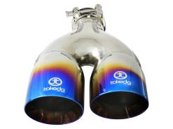 aFe Takeda 2.5in 304 Stainless Steel Clamp-on Exhaust Tip Passenger Side 2.5in Inlet 4inDual - Blue - Image 3