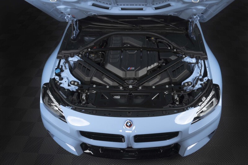 Dinan 21-27 BMW M2/M3/M4 (G80/G82/G87) Matte Carbon Fiber Engine Cover w/Gloss Accents - Image 2