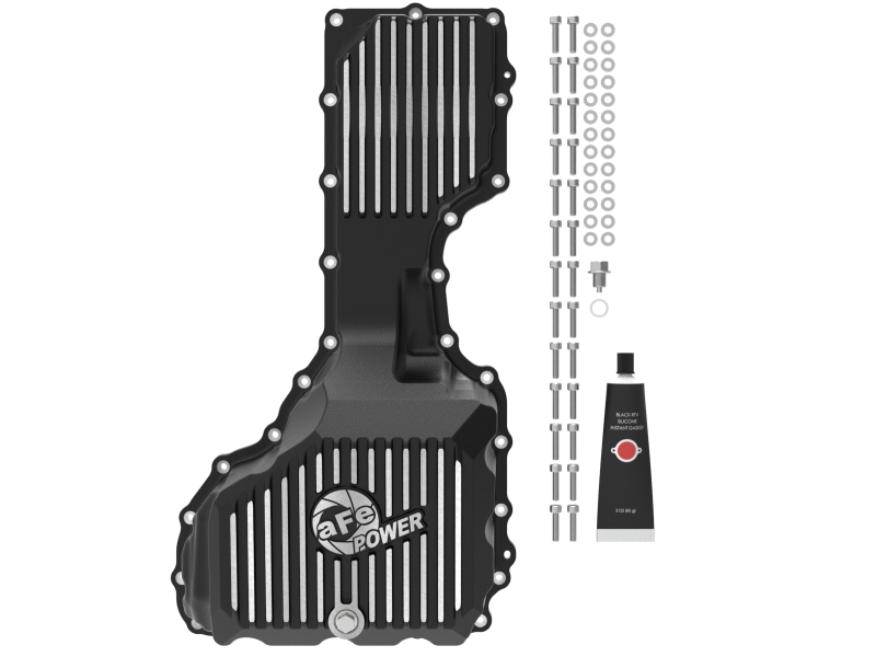aFe 17-19 GM Diesel V8-6.6L L5P Engine Oil Pan w/ Machined Fins - Image 2