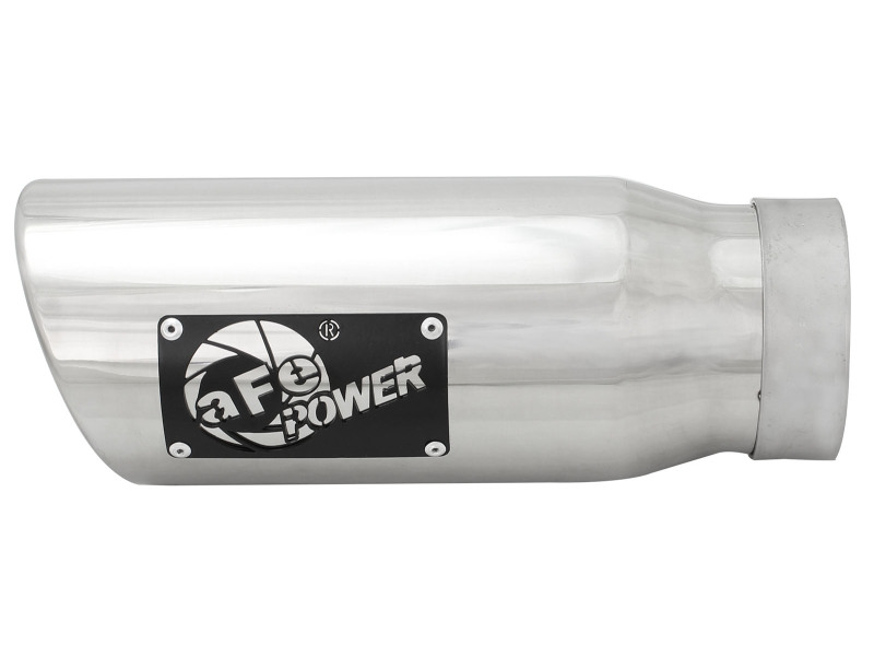 aFe MACH Force-Xp Universal Exhaust Tip 3-1/2Inlet x 4-1/2IN Outlet x 12IN L Polished Left Side Exit - Image 2