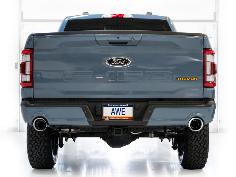 AWE Tuning 2021+ Ford F150 Tremor w/ Bumper Cutouts 0FG Non-Resonated Cat-Back w/ Chrome Silver Tips - Image 7