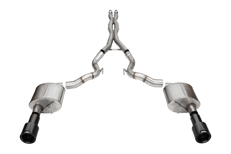 Corsa 2024 Ford Mustang GT Convertible 3in Sport Cat-Back Exhaust - 4.5in Black Carbon Fiber Tips