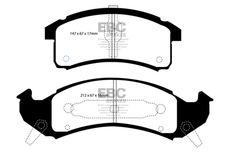 EBC 92-93 Buick Le Sabre (FWD) 3.8 Yellowstuff Front Brake Pads - Image 2