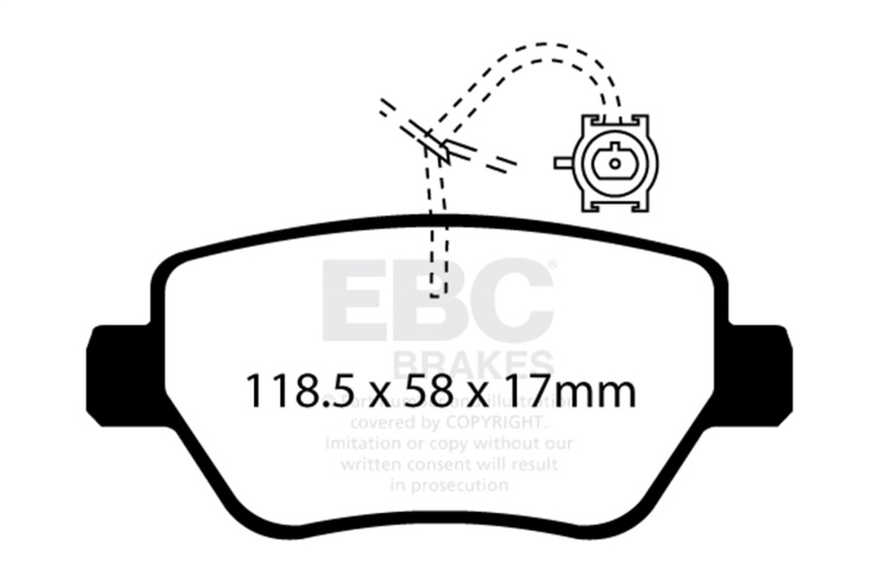 EBC 14-17 Maserati Ghibli (330 PS Package ONLY) Yellowstuff Rear Brake Pads - Image 2