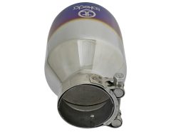 aFe Takeda 304 Stainless Steel Clamp-On Exhaust Tip 2.5in. Inlet / 4.5in. Outlet - Blue Flame - Image 3
