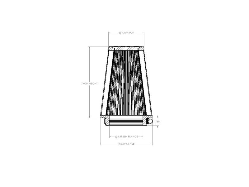 aFe POWER Universal Clamp-On Air Filter w/ D2 Dura-Dry Media 3-5/16in F x 5in B x 3-1/2in T x 7in H - Image 6
