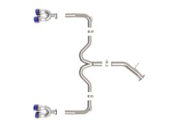 Alternative view of aFe 22-24 Kia Forte GT 1.6L 3in-2.5in 304 Stainless Steel Axle-Back Exhaust w/ Blue Flame Tips